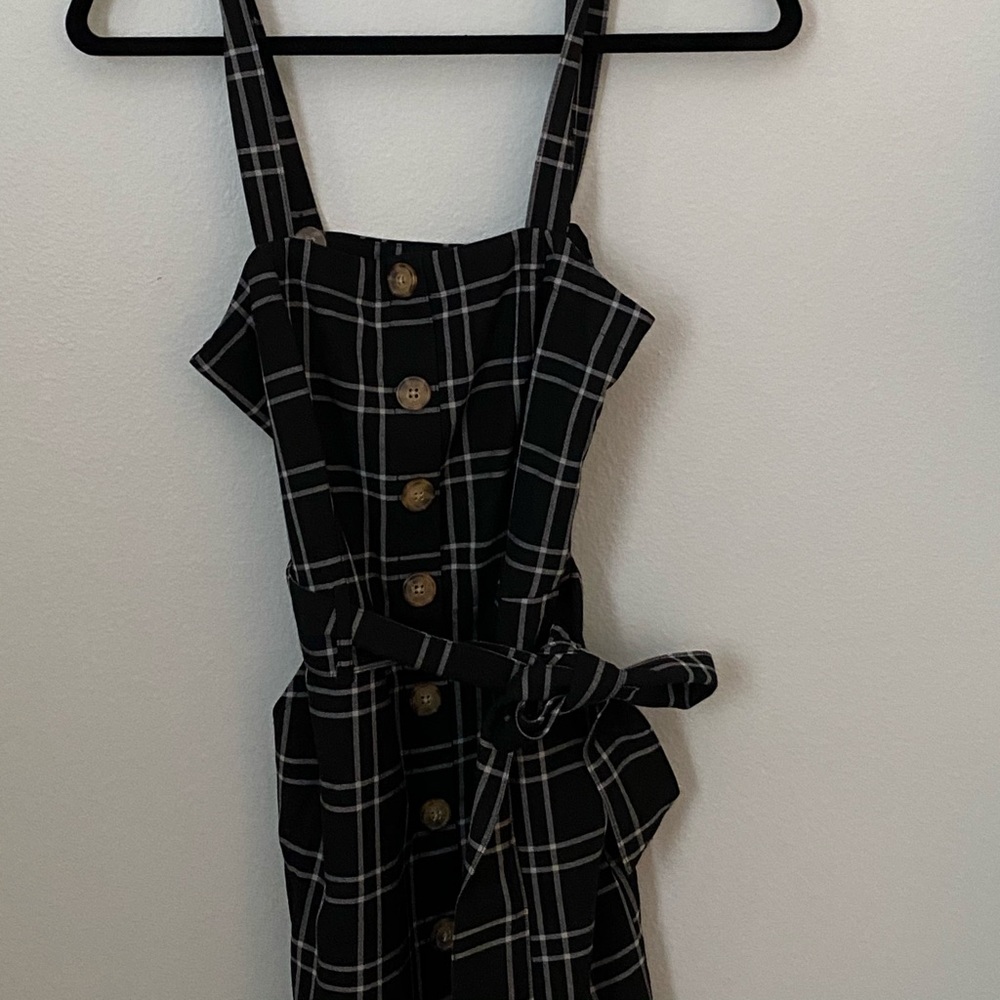 Plaid, new condition, overall dress.